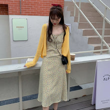Load image into Gallery viewer, Summer Elegant Print Floral Dress Women French Korean Bow Slim Strap Dress Female Casual Holiday Party Beach Midi Dress 2021 New