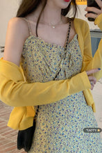 Load image into Gallery viewer, Summer Elegant Print Floral Dress Women French Korean Bow Slim Strap Dress Female Casual Holiday Party Beach Midi Dress 2021 New