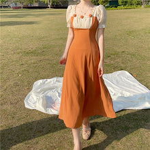 Load image into Gallery viewer, Summer Elegant Sweet Dress Women Floral Designer Patchwork Casual Midi Dress Holiday Outing Short Sleeve Slim Bodycon Dress 2021