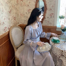 Load image into Gallery viewer, Summer Elegant Sweet Dress Woment French Floral Patchwork Dress Female Purple High Stree Casual Korean Party Midi Dress 2021 New