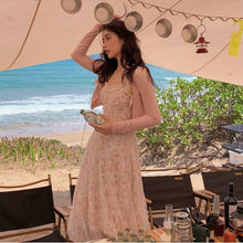 Load image into Gallery viewer, Summer Fairy Strap Dress Women Chiffon French V-Neck Elegant Floral Dress Sweet Casual Outdoor Beach Party Sexy Midi Sundress