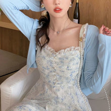 Load image into Gallery viewer, Summer Fairy Strap Dress Women Chiffon French V-Neck Elegant Floral Dress Sweet Casual Outdoor Beach Party Sexy Midi Sundress