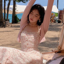 Load image into Gallery viewer, Summer Fairy Strap Dress Women Chiffon French V-Neck Elegant Floral Dress Sweet Casual Outdoor Beach Party Sexy Midi Sundress