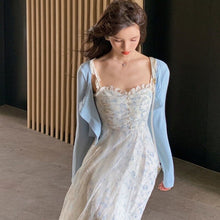 Load image into Gallery viewer, Summer Fairy Strap Dress Women Chiffon French V-Neck Elegant Floral Dress Sweet Casual Outdoor Beach Party Sexy Midi Sundress