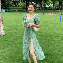 Load image into Gallery viewer, Summer Floral Bohemia Dress Women French Style Chiffon Split Fairy Dress Female Sexy Elegant Beach Boho Korean Dress 2021 New