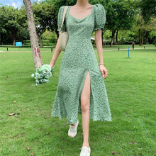Load image into Gallery viewer, Summer Floral Bohemia Dress Women French Style Chiffon Split Fairy Dress Female Sexy Elegant Beach Boho Korean Dress 2021 New