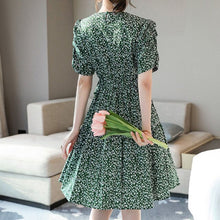 Load image into Gallery viewer, Summer Floral Print Dress Women Short Sleeve High Waist Female Casual Style Party Robe 2021 New Sundress Fashion Pleated Vestido