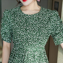 Load image into Gallery viewer, Summer Floral Print Dress Women Short Sleeve High Waist Female Casual Style Party Robe 2021 New Sundress Fashion Pleated Vestido