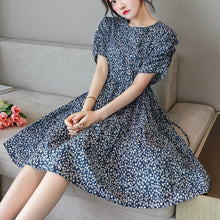 Load image into Gallery viewer, Summer Floral Print Dress Women Short Sleeve High Waist Female Casual Style Party Robe 2021 New Sundress Fashion Pleated Vestido