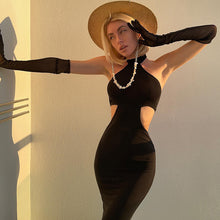 Load image into Gallery viewer, Summer For 2022 Fashion Women&#39;S Clothes Black Halter Romper Sexy Bandage Casual Evening Party Prom Maxi Dresses Vestidos Gloves