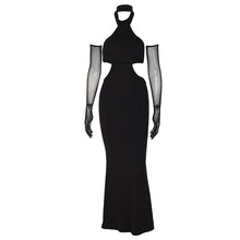 Load image into Gallery viewer, Summer For 2022 Fashion Women&#39;S Clothes Black Halter Romper Sexy Bandage Casual Evening Party Prom Maxi Dresses Vestidos Gloves