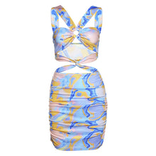 Load image into Gallery viewer, Summer For 2022 Strap Women&#39;s Clothes Print Halter Cutout Elegant Casual Basics Evening Party Sexy Prom Corset Mini Dress
