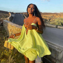 Load image into Gallery viewer, Summer For 2022 Women&#39;S Clothes Satin Backless Black Rhinestone Chain Evening Party Sexy Cutout Prom Camisole Mini Dresses Club