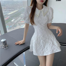 Load image into Gallery viewer, Summer French Peter pan Collar Short-sleeved Dress women 2022  new slim waist Elegant Party dresses office casual Ladies Dress