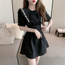 Load image into Gallery viewer, Summer French Peter pan Collar Short-sleeved Dress women 2022  new slim waist Elegant Party dresses office casual Ladies Dress