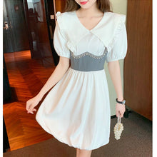 Load image into Gallery viewer, Summer French Peter pan Collar Short-sleeved Dress women 2022  new slim waist Elegant Party dresses office casual Ladies Dress