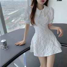 Load image into Gallery viewer, Summer French Peter pan Collar Short-sleeved Dress women 2022  new slim waist Elegant Party dresses office casual Ladies Dress