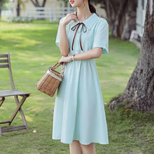 Load image into Gallery viewer, Summer Girls Dress Women Lace Up Bowknot Casual 2021 New Solid Dress 2XL Short Sleeve Women Dresses Party Vestido