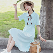 Load image into Gallery viewer, Summer Girls Dress Women Lace Up Bowknot Casual 2021 New Solid Dress 2XL Short Sleeve Women Dresses Party Vestido
