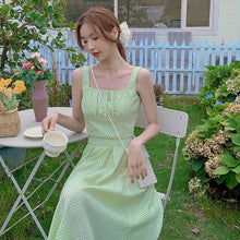 Load image into Gallery viewer, Summer Green Srtap Blouse Long Skirt Two Piece Set for Women Elegant Holiday Casual Suit Mini Kawaii Blouse A-Line Sweet Skirt