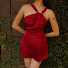 Load image into Gallery viewer, Summer Halter Neck Satin Beach Mini Dress 2021 Women Backless Black Party Club Birthday Sexy Dresses A Line Sundress Streetwear