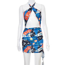 Load image into Gallery viewer, Summer Halter Sexy Bodycon Floral Dress Women Backless Hollow Club Party Mini Dresses Bandage Beach Wear 2021 Vestidos Outfits