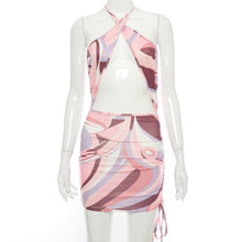 Load image into Gallery viewer, Summer Halter Sexy Bodycon Floral Dress Women Backless Hollow Club Party Mini Dresses Bandage Beach Wear 2021 Vestidos Outfits