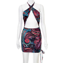 Load image into Gallery viewer, Summer Halter Sexy Bodycon Floral Dress Women Backless Hollow Club Party Mini Dresses Bandage Beach Wear 2021 Vestidos Outfits