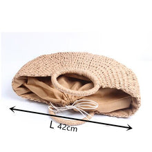 Load image into Gallery viewer, Summer Handmade Bags for Women Beach Weaving Ladies Straw Bag Wrapped Beach Bag Moon shaped Top Handle Handbags Totes