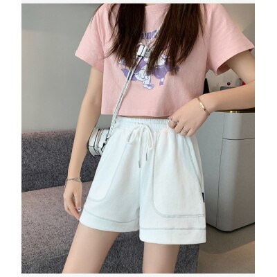 Summer High Waist Shorts Fashionable Boyfriend Style Leisure Student Short Feminino Harajuku Plus Size Strapon Jogging Work Out