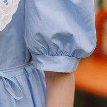 Load image into Gallery viewer, Summer Korean Fashion Sundress Long Dress Elegant A Line Slim Waist Loose Clothes Dresses Women Sweet Peter Pan Collar Vestidos