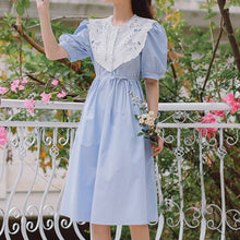 Load image into Gallery viewer, Summer Korean Fashion Sundress Long Dress Elegant A Line Slim Waist Loose Clothes Dresses Women Sweet Peter Pan Collar Vestidos
