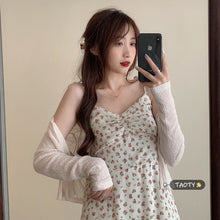 Load image into Gallery viewer, Summer Korean Floral Print Strap Dress Women Elegant Sweet Party Midi Dress Female French Kawaii Casual Beach Dress 2021 New