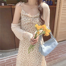 Load image into Gallery viewer, Summer Korean Floral Print Strap Dress Women Elegant Sweet Party Midi Dress Female French Kawaii Casual Beach Dress 2021 New