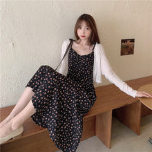 Load image into Gallery viewer, Summer Korean Floral Print Strap Dress Women Elegant Sweet Party Midi Dress Female French Kawaii Casual Beach Dress 2021 New