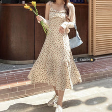 Load image into Gallery viewer, Summer Korean Floral Print Strap Dress Women Elegant Sweet Party Midi Dress Female French Kawaii Casual Beach Dress 2021 New