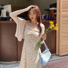 Load image into Gallery viewer, Summer Korean Floral Print Strap Dress Women Elegant Sweet Party Midi Dress Female French Kawaii Casual Beach Dress 2021 New