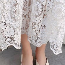 Load image into Gallery viewer, Summer Lace Dress Women High Quality Hollow Out Short Sleeve Elegant Ruffles Floral Party Beach Ladies Dresses Vestido De Mujer