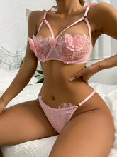 Load image into Gallery viewer, Summer Lace Erotic Lingerie Outfits Butterfly Sexy 2 Pieces Set Push Up Bra and Briefs Set Mesh Sensual Lingerie Underwear Set