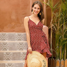 Load image into Gallery viewer, Summer Ladies Dress 2021 V-Neck Lace Ruffled Lrregular Midi Sundress