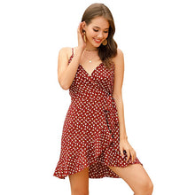 Load image into Gallery viewer, Summer Ladies Dress 2021 V-Neck Lace Ruffled Lrregular Midi Sundress