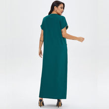 Load image into Gallery viewer, Summer Ladies Short-sleeved Long Skirt Plus Size Ethnic Style Robe Muslim Middle East Dubai Dress Dubai Abaya Djellaba