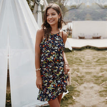 Load image into Gallery viewer, Summer Ladies Slim Halter Print Dress Women Casual Sleeveless Ruffles Above Knee Mini Floral Dress 2021 New