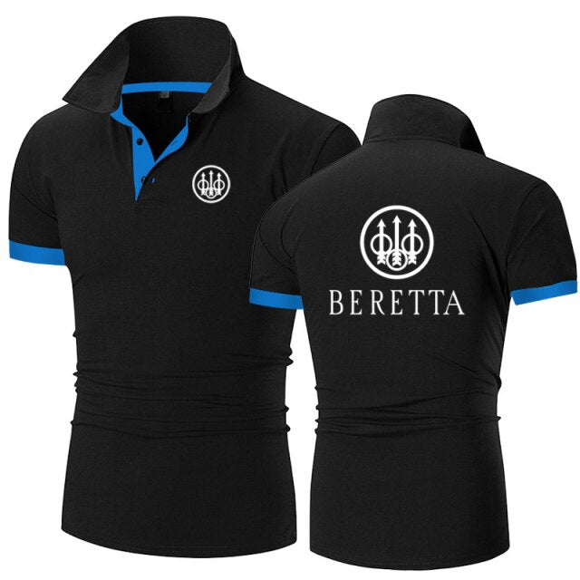 Summer Mens New High Quality Short Sleeve 2022 Beretta Guns Brand Casual Business Polo Shirt Fashion Loose Oversized Top