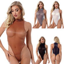 Load image into Gallery viewer, Summer Mesh Bodysuit Women Transparent Turtleneck High Cut Skinny Sexy Bodys Bodycon Mesh Top Sleeveless Femlae Body Clothing