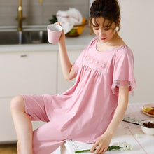 Load image into Gallery viewer, Summer Modal Short Sleeve Soild Loose Sleepwear Girl Pijamas Mujer Leisure Nightgown Women Hot Sale Women Pajamas Sets XXXL