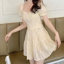 Load image into Gallery viewer, Summer New Fashion White Yellow Two Piece Sets Womens Outfits Crop Top Short Sleeve Blouses+ Mini Skirts Women&#39;s Clothing 2021