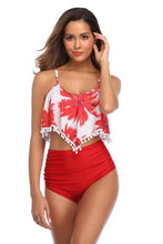 Load image into Gallery viewer, Summer New Print Ruffled Bikini Women High Waist Two Pieces Push Up Skinny Bathing Suit Female Sexy Plus Size Ladies Beachwear