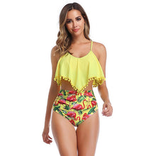Load image into Gallery viewer, Summer New Print Ruffled Bikini Women High Waist Two Pieces Push Up Skinny Bathing Suit Female Sexy Plus Size Ladies Beachwear