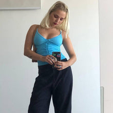 Load image into Gallery viewer, Summer New Sexy Women&#39;s Corset Top Gothic Clothes 2021 Slim Solid U-Neck Zipper Corset Tops Women Gothic Clothes Folds Clubwear